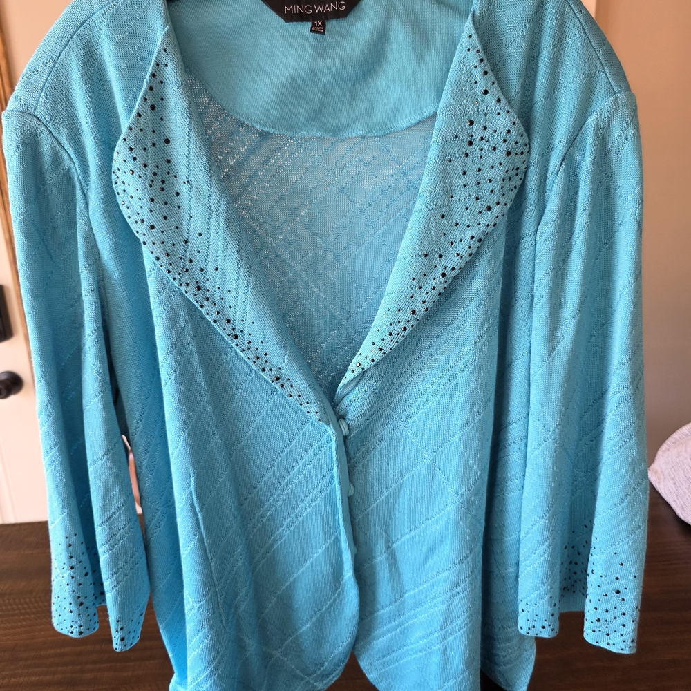 Ming Wang Women's Blue Cardigan